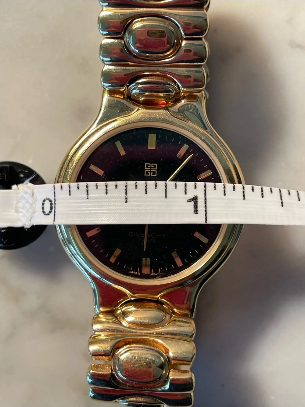 GIVENCHY Vintage 90's Quartz Gold Bracelet Black Dial Women's Watch